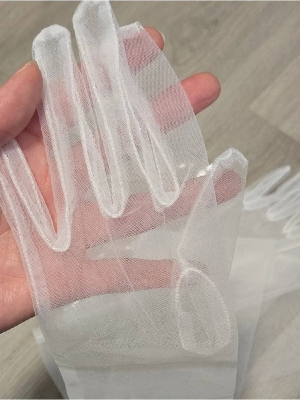 Sheer White Mesh Gloves for Parties and Events